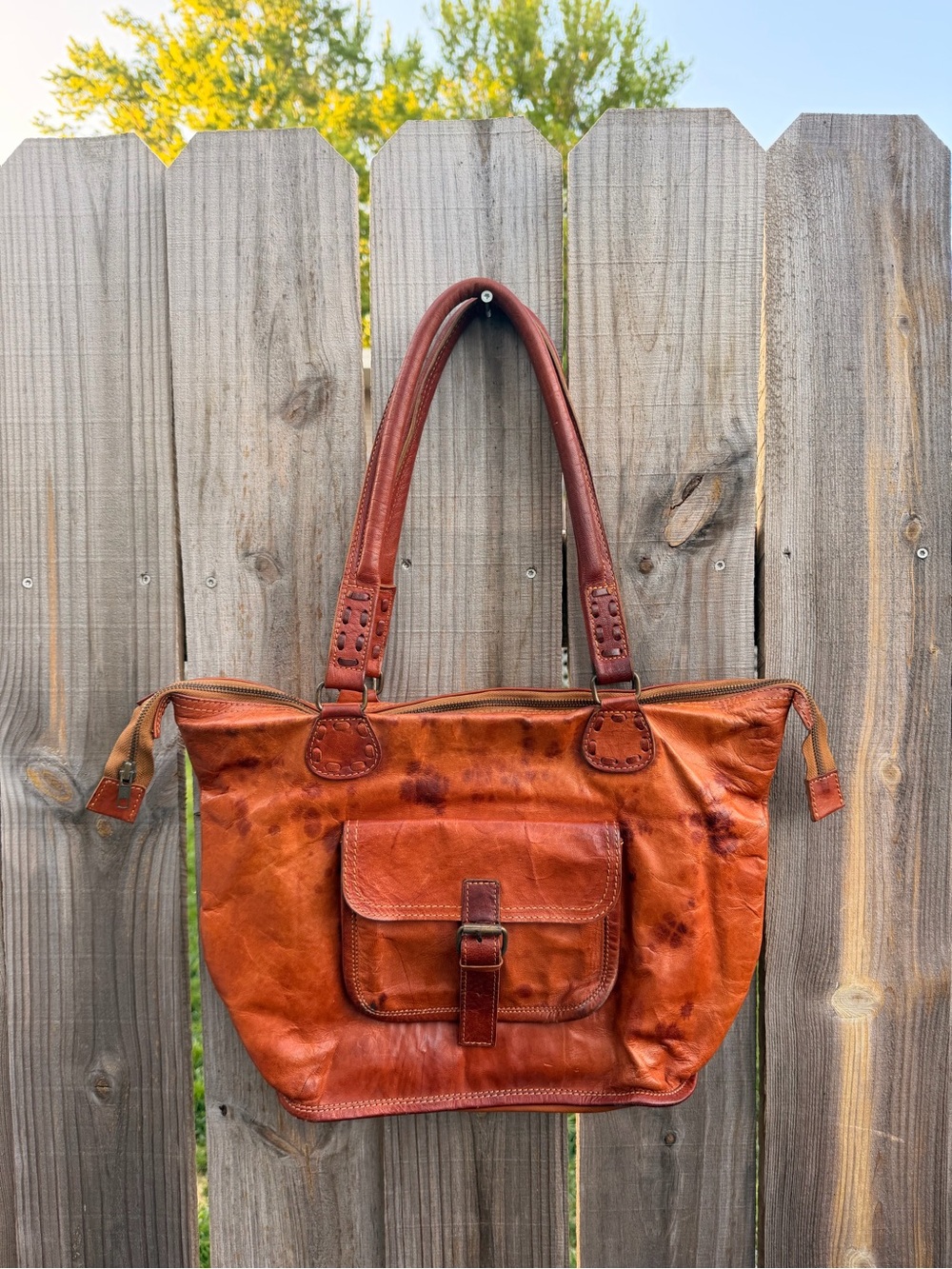 Noonday Collection Cognac Brown Leather Tote